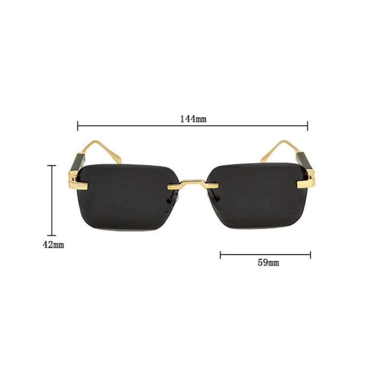 Rimless Square Sunglasses With UV400 Protection
