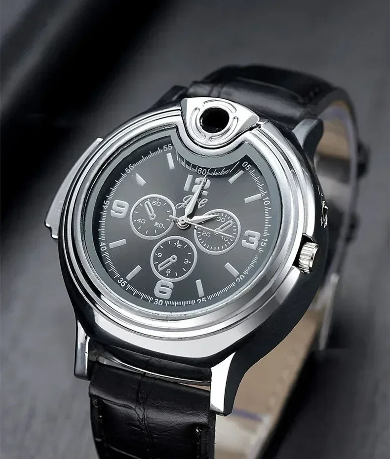 Outdoor Watch Inflatable Lighter Fashion Metal Gas Windproof Portable Open Flame Lighter Smoking Cool Personality Gift 2025 New