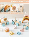 Baby Montessori Toys Wooden Train Baby Educational Toys Wooden Rainbow Blocks Trolley Baby Learning Toys Children Birthday Gifts