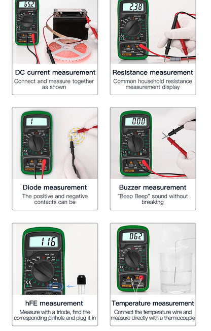 Digital Multimeter AC/DC Ammeter Volt Ohm Multimetro Tester Meter With Thermocouple LCD Backlight Portable