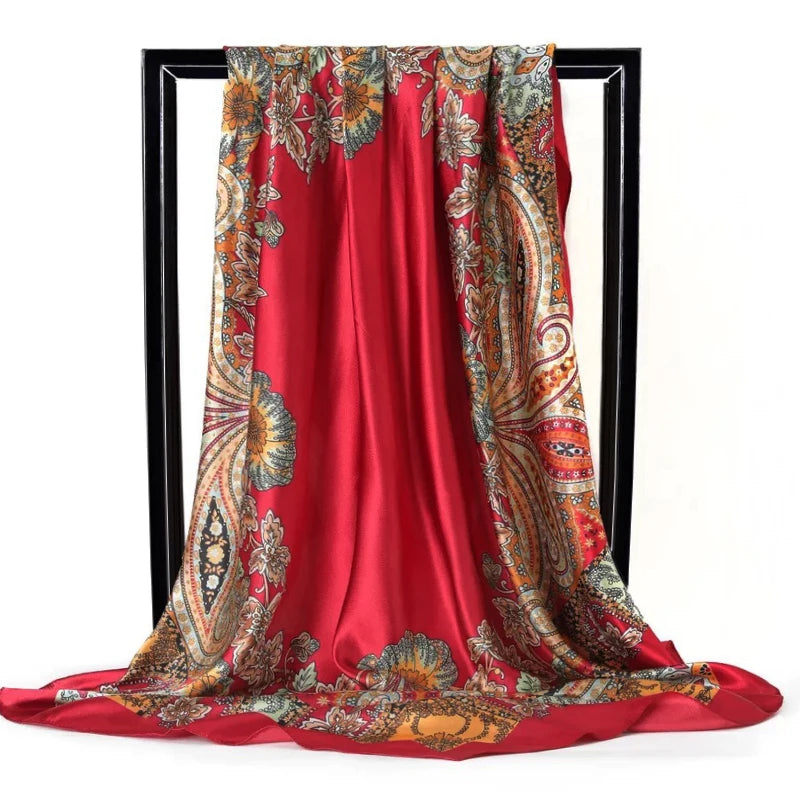 Scarves For Women Print Silk Satin Head Scarf Female Luxury Brand Square Shawl Large Hijab Scarfs