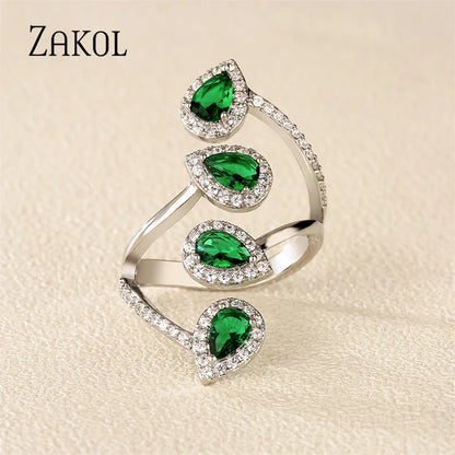 Japan and South Korea Fashion Teardrop Zircon Open Rings