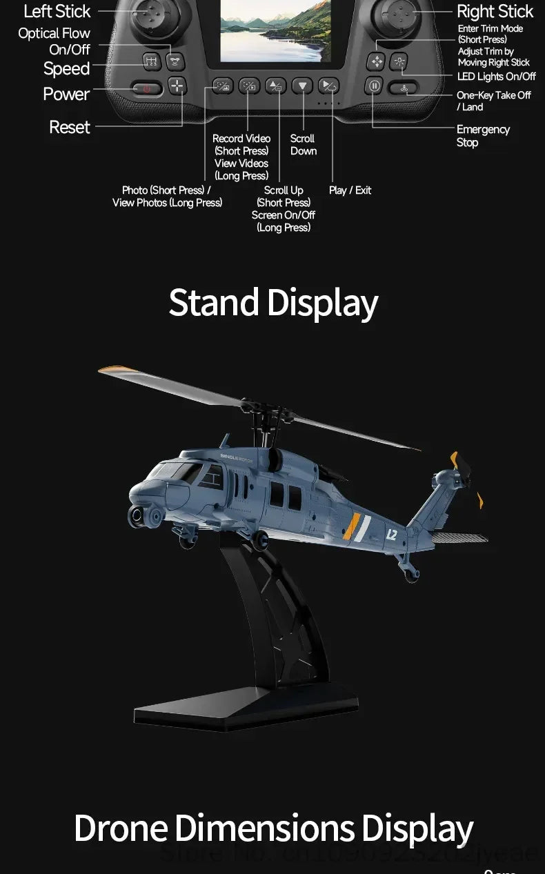 Remote Control Military Helicopter With Built In Screen