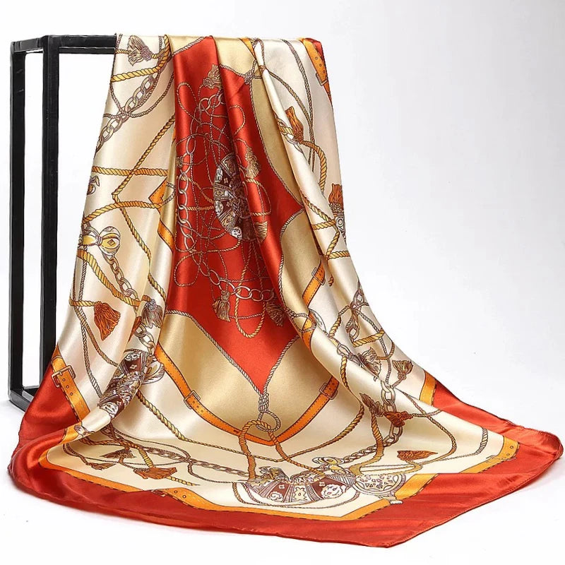 Scarves For Women Print Silk Satin Head Scarf Female Luxury Brand Square Shawl Large Hijab Scarfs