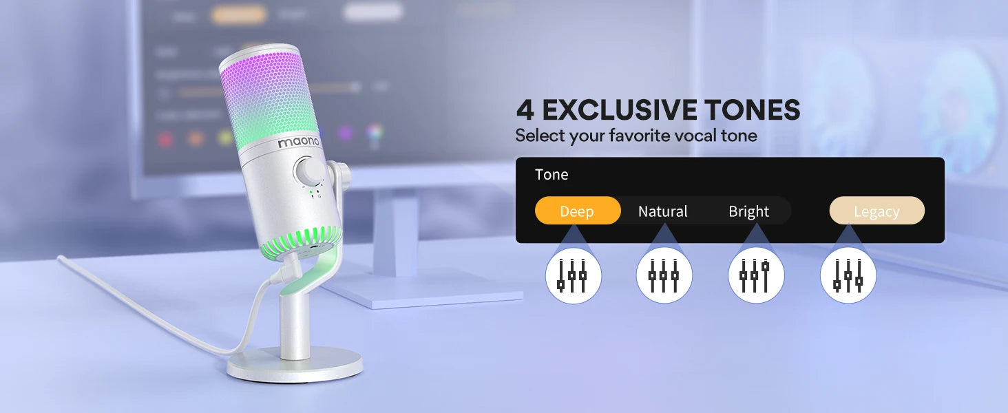 DM30 RGB USB Microphone RGB Gaming Microphone Computer Mic USB Gaming Mic with Mic Gain and RGB Lighting for PC, Phone