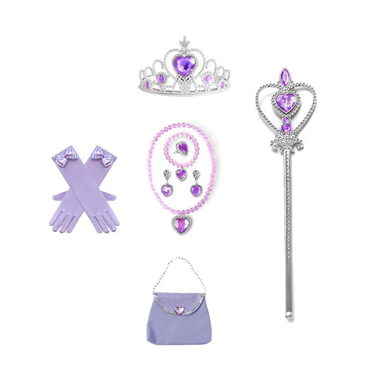 Rapunzel Princess Accessories Gloves Wand Crown Jewelry Set Wig Necklace Braid for Princess Dress Clothing Cosplay Dress UP