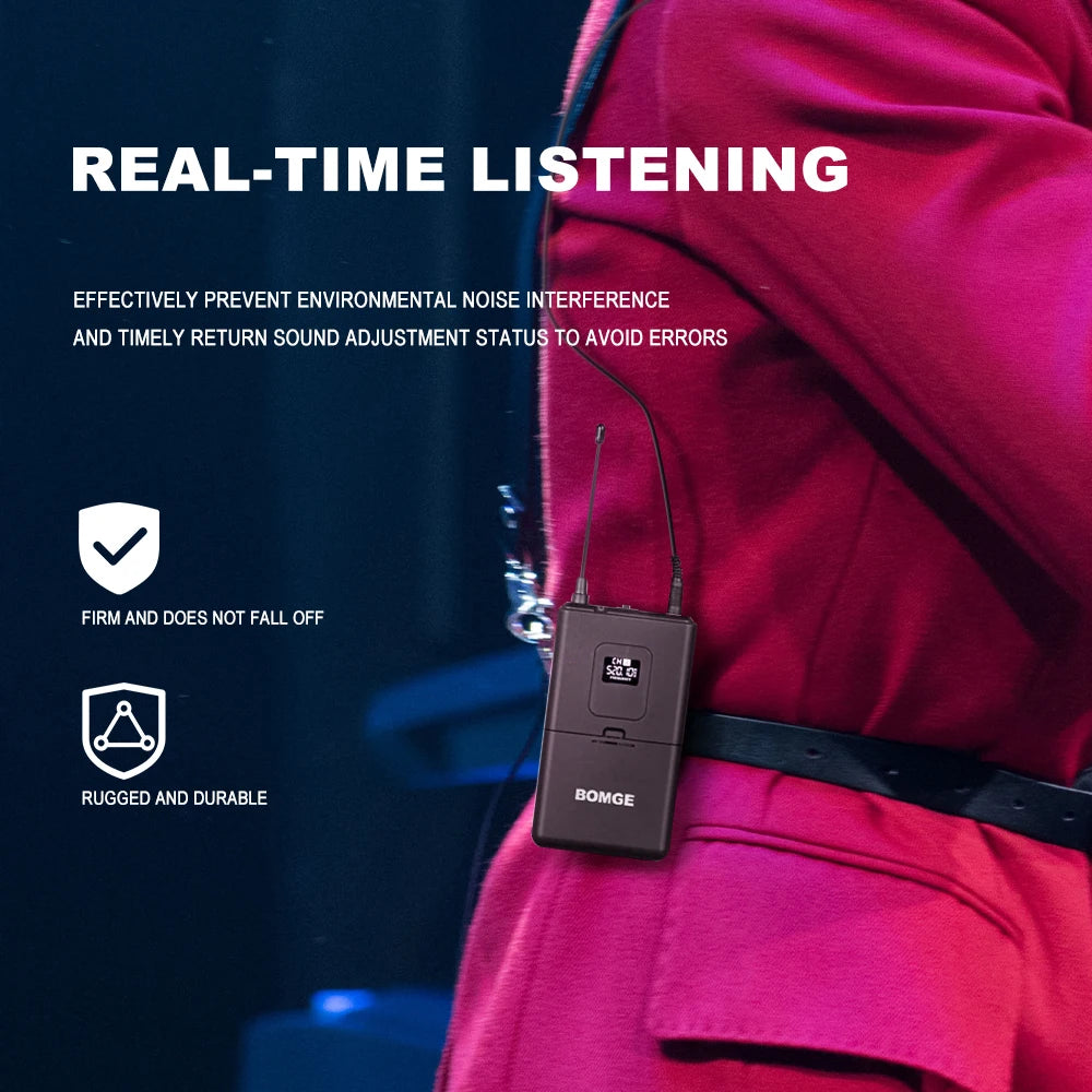 4 Channel Wireless Headset Microphone System for Stage Performances and Conferences