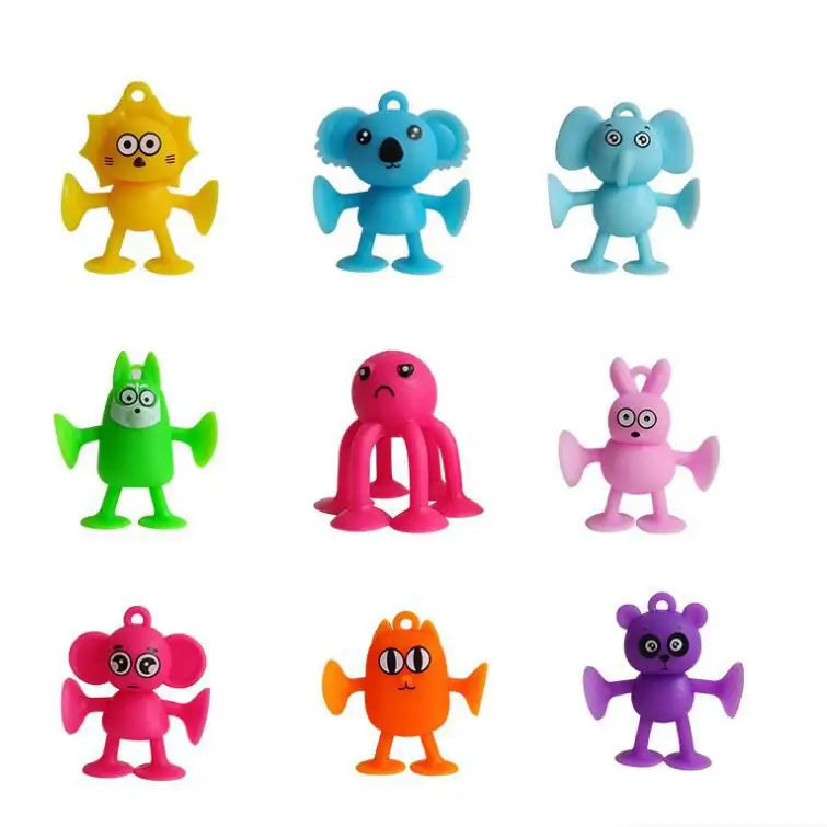 Soft Silicone Building Blocks Toy Animals Shape Suction Cup Bath Toys Parent- Interactive Games Stress Relief Toys