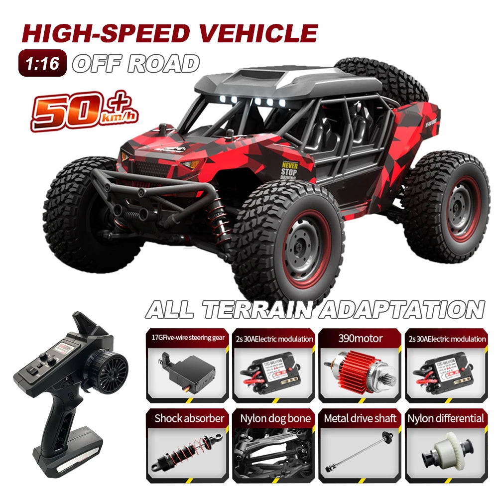 50KM/H 4WD RC Car With LED Remote Control Off-road Cars High Speed Drift Monster Truck for s vs Wltoys 144001 Toys