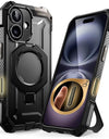 For iPhone 16 Plus Case with Camera Control Capture Button UB Grip Heavy Duty Rugged Magnetic Phone Case with Stand