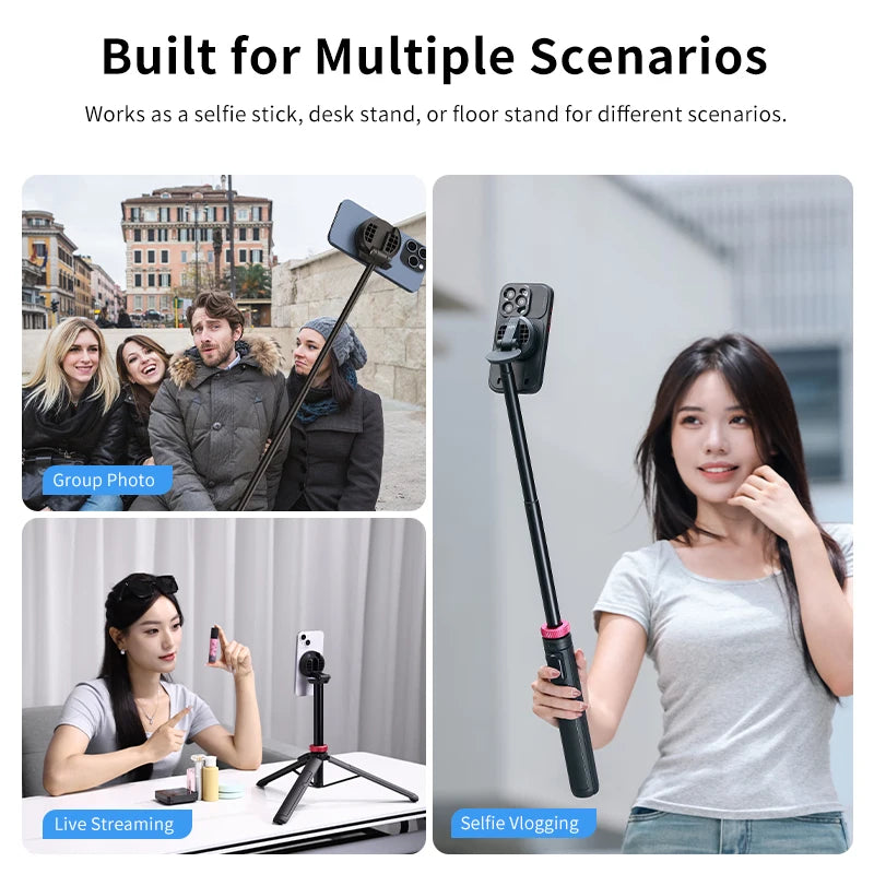 Magnetic Tripod Portable Selfie for iPhone 15 14 13 Pro Pro Max for Live Streaming Vlogging