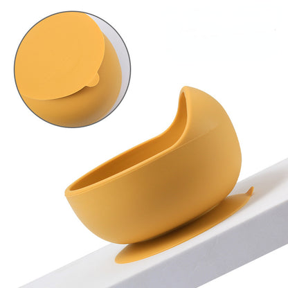 Food Grade Baby Silicone Bowl Solid Color Suction Bowl Toddler Feeding Bowl Spoon Fork Anti-Slip Infant Tableware Set Kid Dishes