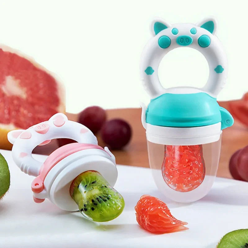 Food Grade Silicone Baby Fruit Feeder Pacifier Baby Food Mills with Cover Fresh Juice Extractor Fruit Vegetable Bite Eat Feeder