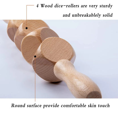 Wood Therapy Massage Roller Stick, Wooden Anti Cellulite Massager, Lymphatic Drainage Tool, Maderoterapia Colombiana Pain Relief