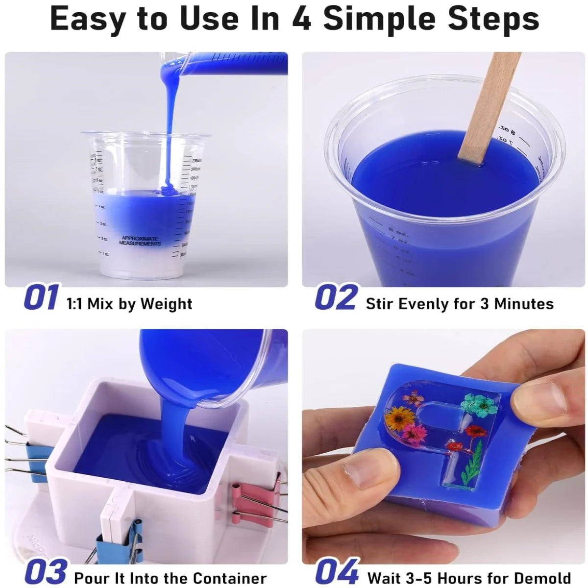 Silicone Mold Making Kit – Easy-Mix Flexible Platinum-Cured Silicone for Resin Casting Molds