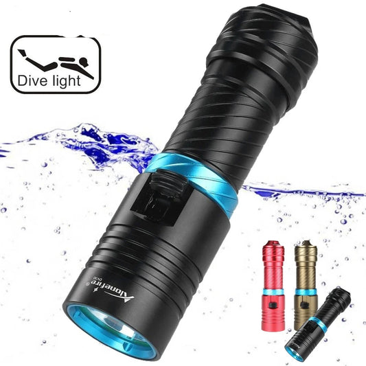12W Diving Flashlight Rechargeable Underwater LED Torch