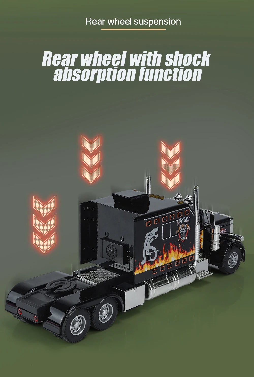 1/24 Scale Peterbilt 389 Heavy Truck Tractor Toy Model Alloy Diecast Sound Light Pull Back Model Truck Boys Toy Gifts Collection