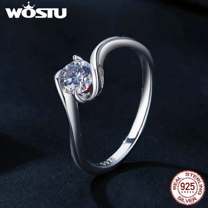 0.5CT D Color VVS1 EX Round Moissanite Wedding Ring for Women 925 Sterling Silver Classical Rings Engagement Band