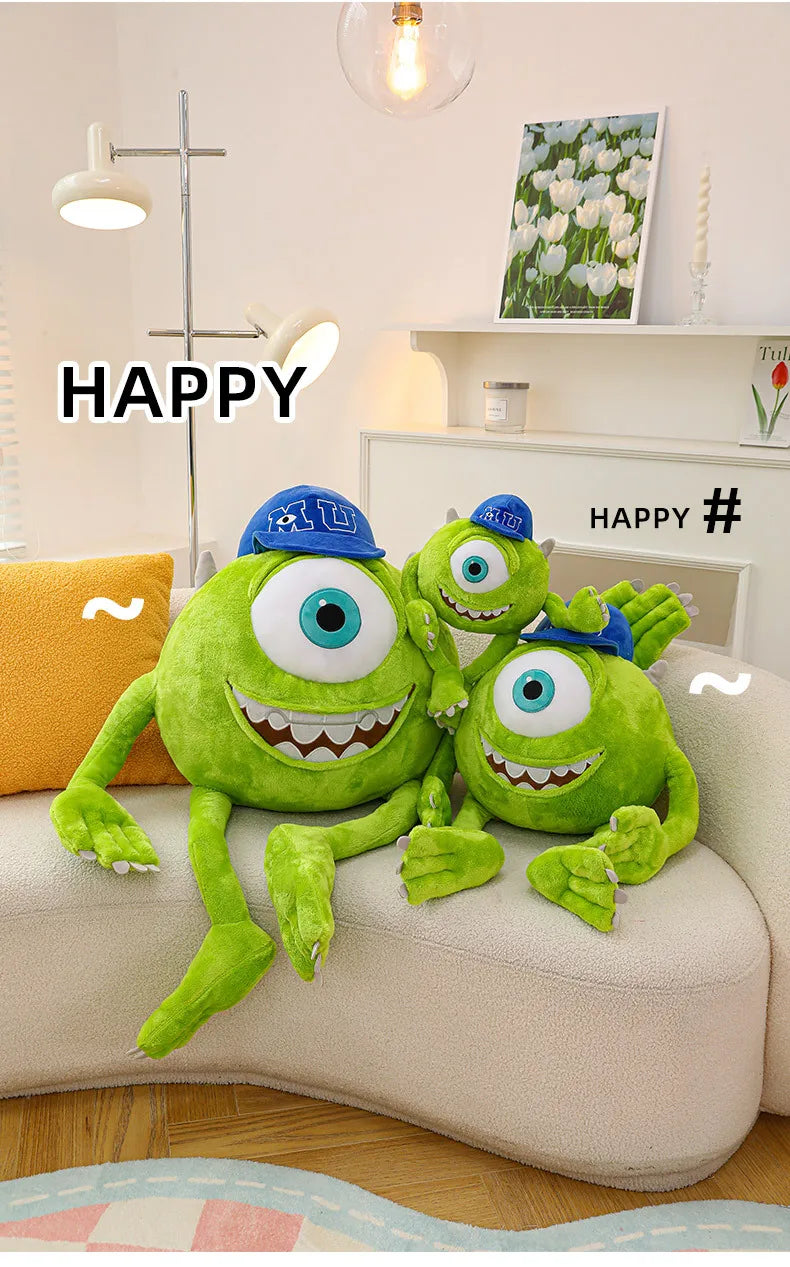 Kawaii Mike Plush Toy Big Eye Monster with Hat Cute Stuffed Doll for Kids Birthday Xmas Gift Soft Pillow Toy for Boys and Girls