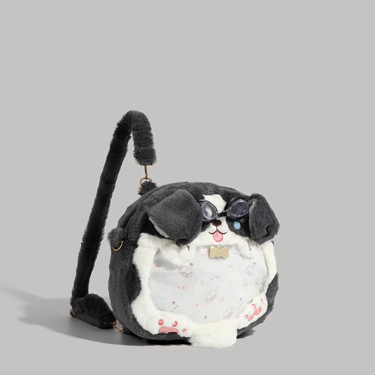 Cute Plush Dog Velvet Backpack Large Capacity Bag