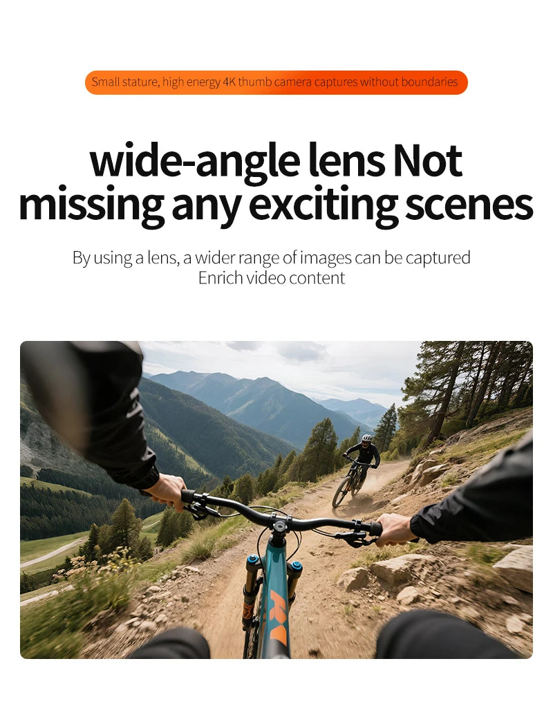 4K WiFi Mini Action Camera Outdoor Sport Thumb Pocket Camera Portable Helmet Motorcycle Camcorder for Vlog Cycling Body Cam