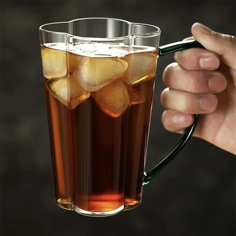 450ML High Borosilicate Glass Tea Cup Coffee Mugs with Handle Breakfast Milk Cup Glass Mugs Brewing Green Tea Tea Set Teaware