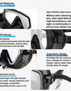 Dry Snorkel Set Diving Mask For Adults Tempered Glass Professional Panoramic Snorkeling Gear Swimming Training Snorkel Kit