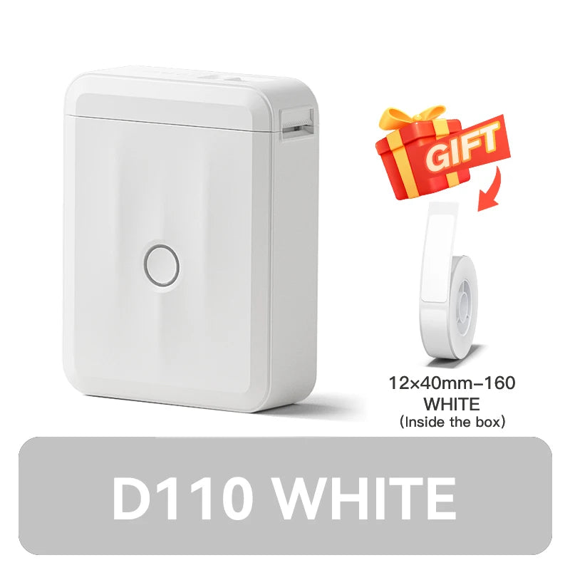 D110 Mini Thermal Label Printer, Portable Bluetooth Label Maker with Tape, Inkless 203 DPI, USB-C Rechargeable
