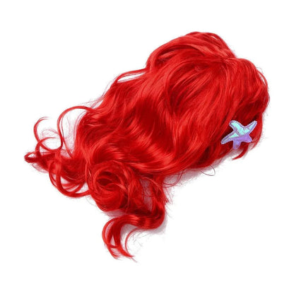 Girl Princess Elsa Anna Wig Kid Halloween Party Carnival Disguised Belle Wednesday Mermaid Rapunzel Aurora Snow White Ariel Hair