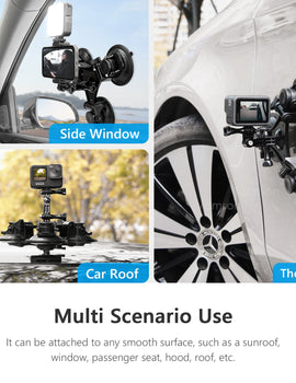 9CM Removable Tri Angle Suction Cup Mount for Go Pro Hero 11 10 9 8 for Insta360 X3 One X2 DJI Action Gopro Accessories