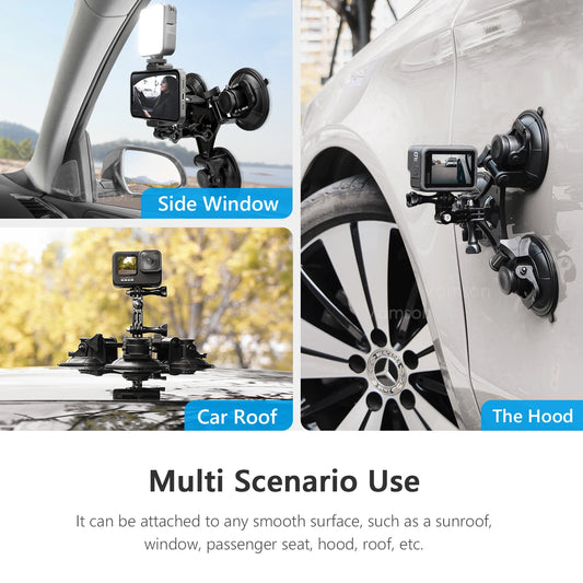 9CM Removable Tri Angle Suction Cup Mount for Go Pro Hero 11 10 9 8 for Insta360 X3 One X2 DJI Action Gopro Accessories
