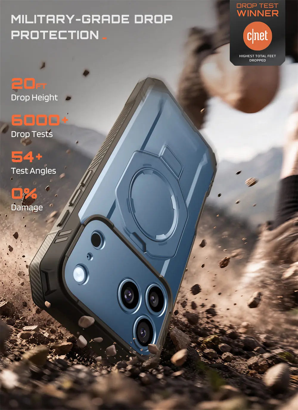 Rugged Magnetic Phone Case with Tempered Glass Screen Protector and Aluminium Kickstand for iPhone 17 Pro Max and iPhone 18 Pro Max