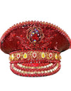 Red Rose Bling Captain Hat Rhinestone for Woman Steampunk Military Cap for Men Burning Man Music Festivals Accessories