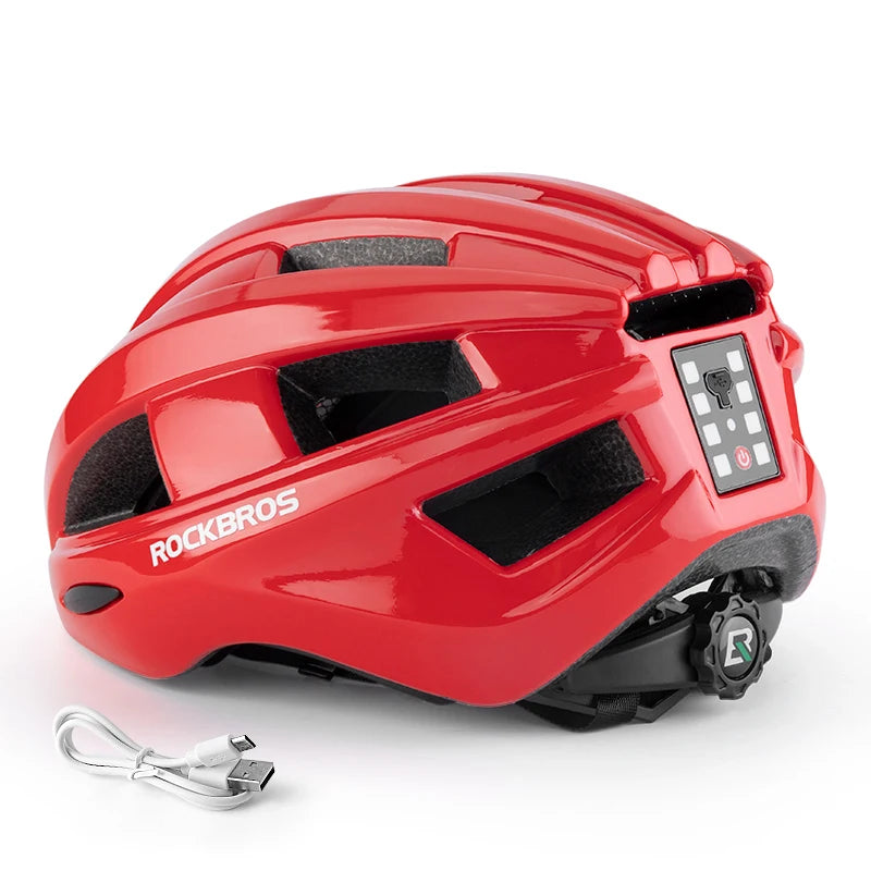 Bicycle Light Helmet MTB Road USB Warning Rear Light Cycling Helmet EPS PC Intergrally-molded Bike Helmet