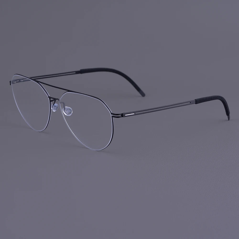 Oversized Pilot Titanium Double Bridge Screwless Eyeglasses Frame