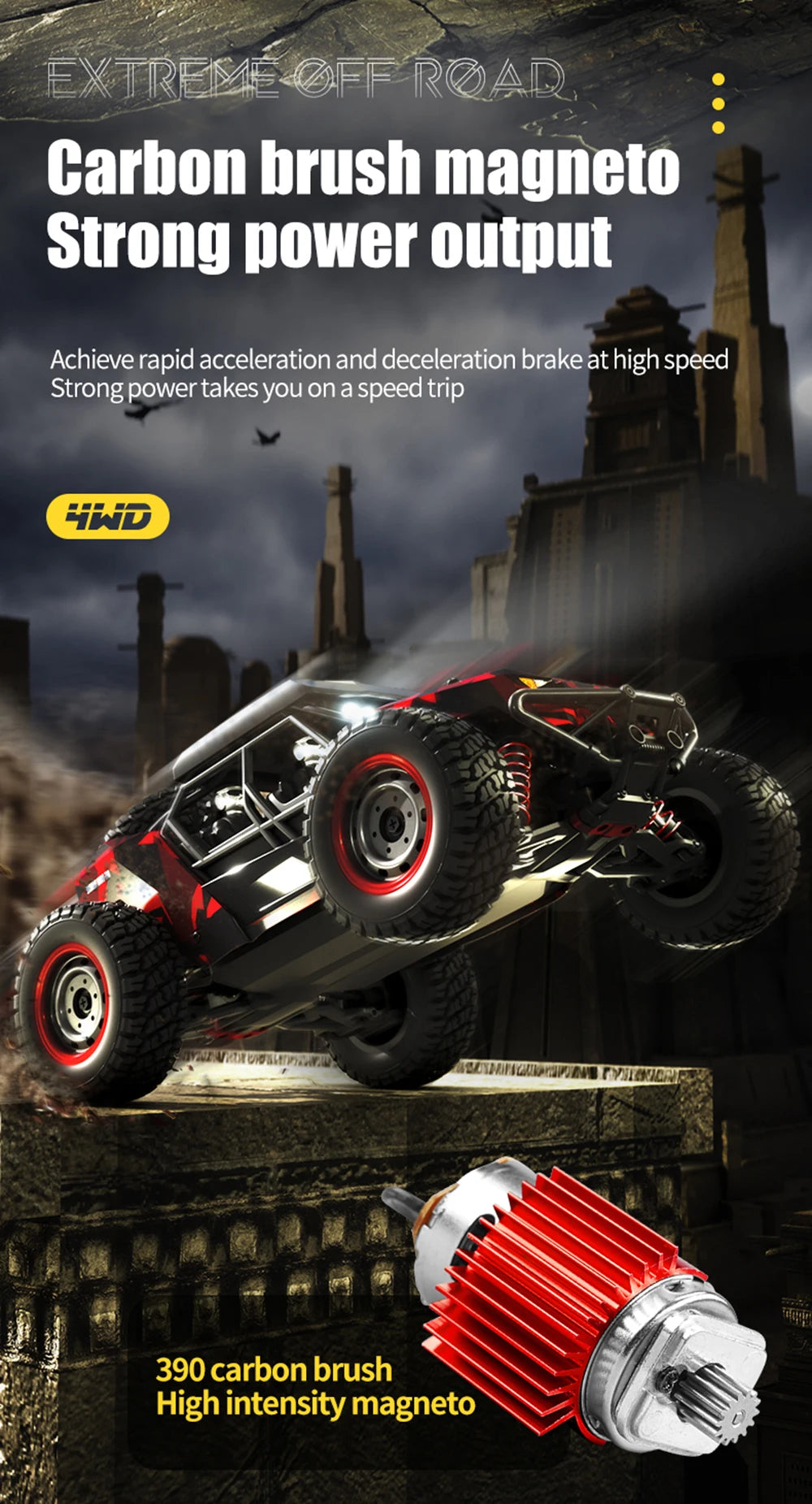 50KM/H 4WD RC Car With LED Remote Control Off-road Cars High Speed Drift Monster Truck for s vs Wltoys 144001 Toys