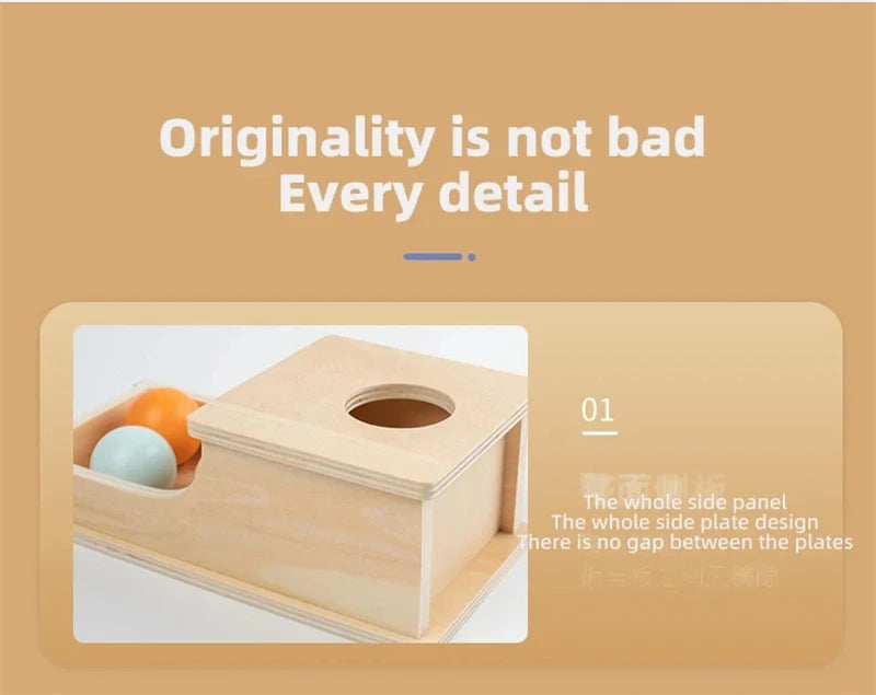 Montessori Coin Ball Box  Toy Wooden Object Permanence Box Macaroon Color Spinning Drum Drawer Box Educational Toys