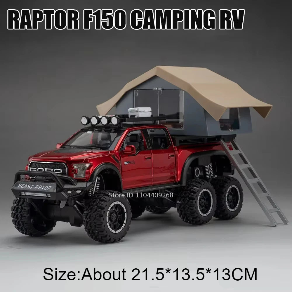 1:24 NOMADISM Raptor F150 RV Alloy Model Car Toy Metal Diecast Miniature Off Road Vehicle Models Sound Light Toys For Gifts