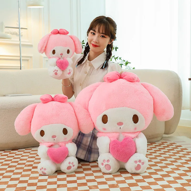 Sanrio Kawaii Kuromi My Melody Cinnamoroll Plush Toy Stuffed Doll for Kids Birthday Xmas Gift Large Cute Pillow for Sleeping