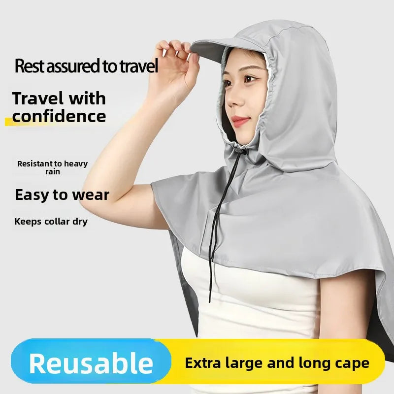Waterproof Cycling Rain Poncho with Drawstring Hood for Outdoor Work