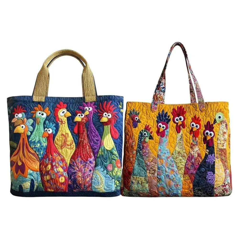 Vintage Quilted Canvas Tote Bag Large Capacity 3D Printed Travel Handbag