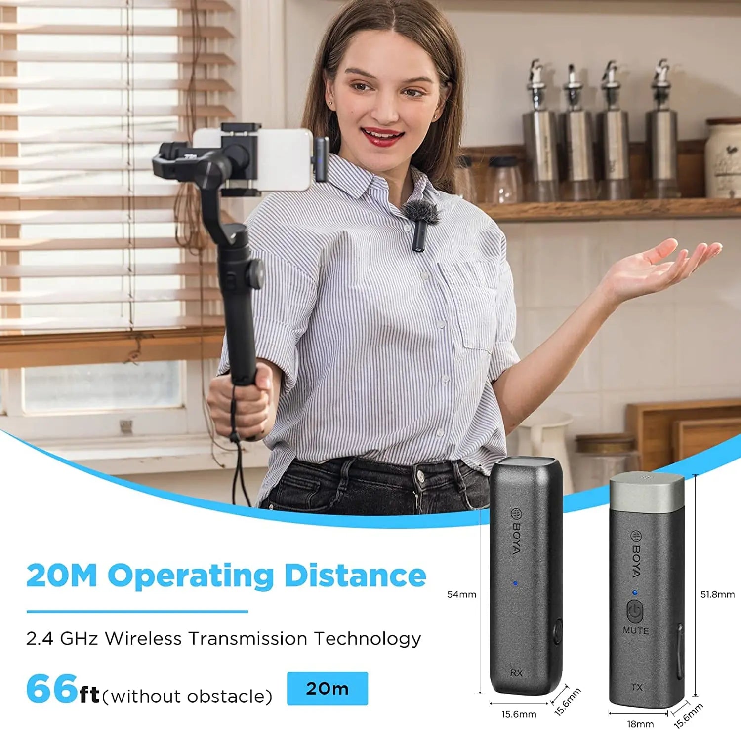 BY-WM3 Wireless Lavalier Lapel Microphone for iPhone Android DSLR Camera Laptop Computer Gaming Youtube Recording Streaming