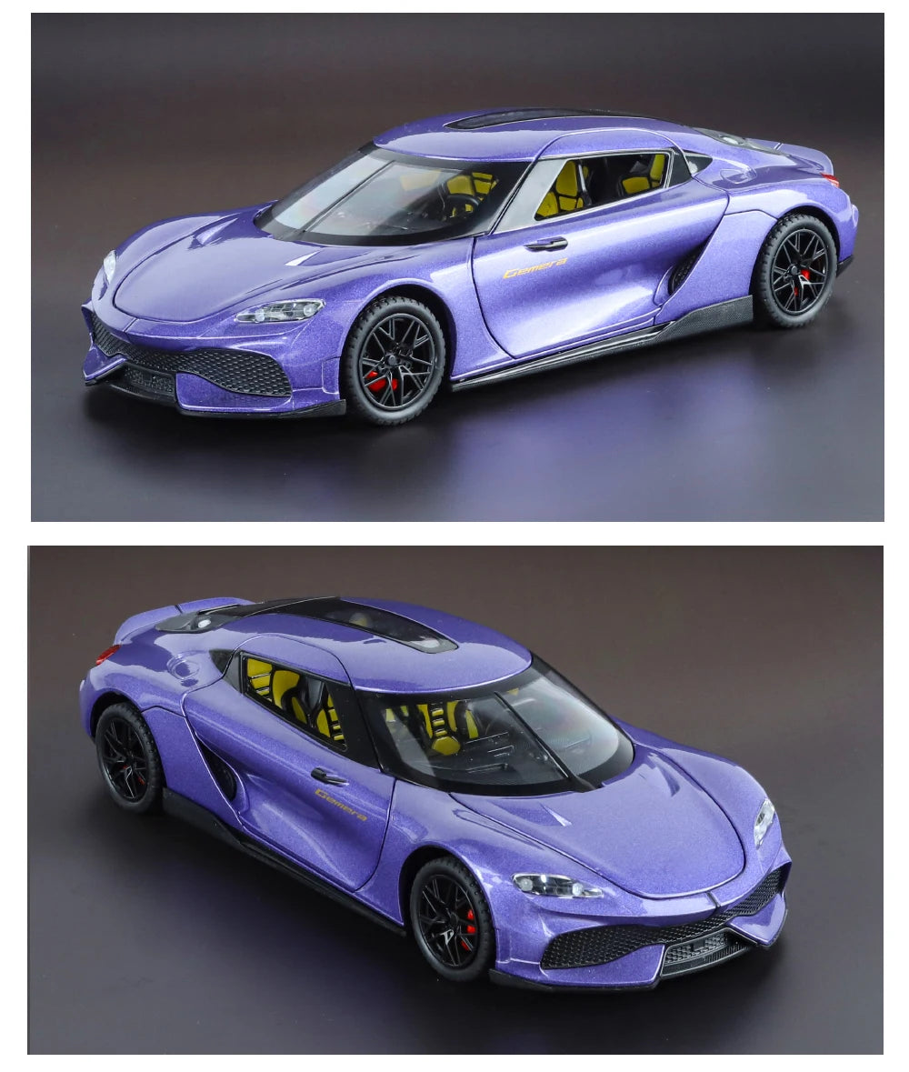 1:24 Gemera GT Sports Car Alloy Diecast Metal Model Sound Light Pull Back Toy Boys Simulation Car Model Ornament Present