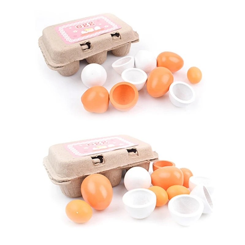 1Set Wooden Color Artificial Egg Toys Easter Eggs Handmade DIY Egg Easter Party Decorations Creative Building Blocks Place Toys