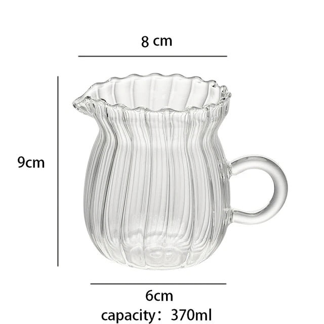 75-500ml Stripe Milk Jug Heat-resistant Glass Cup With Handle Coffee Milk Tea Separator Fair Cup Home Cafe Drinkware Gift
