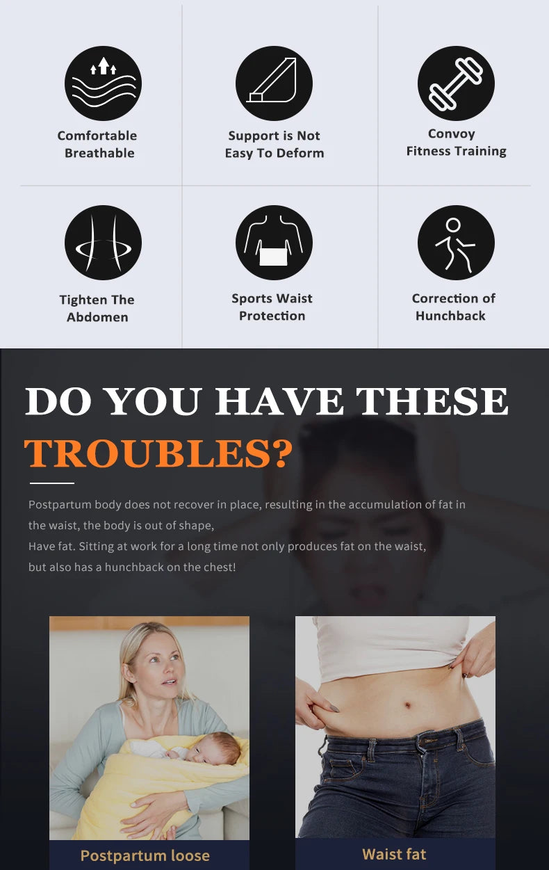 Women's Waist Trainer Corset – Tummy Wrap Shapewear Belt for Slimming & Postpartum Support