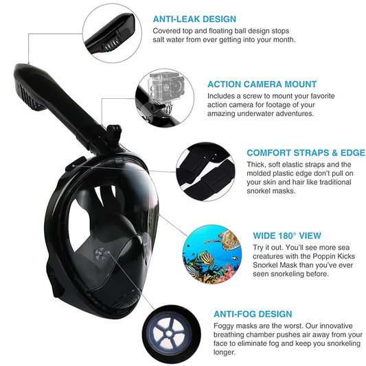 Underwater Scuba Anti Fog Full Face Diving Mask Snorkeling Respiratory Masks Safe Waterproof Swimming Equipment for Adult