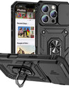 Military Sliding Window For iPhone 16 Pro Case Armor Metal Ring Stand Magnetic Drop Protector Case For iPhone 16 Pro Max Cover