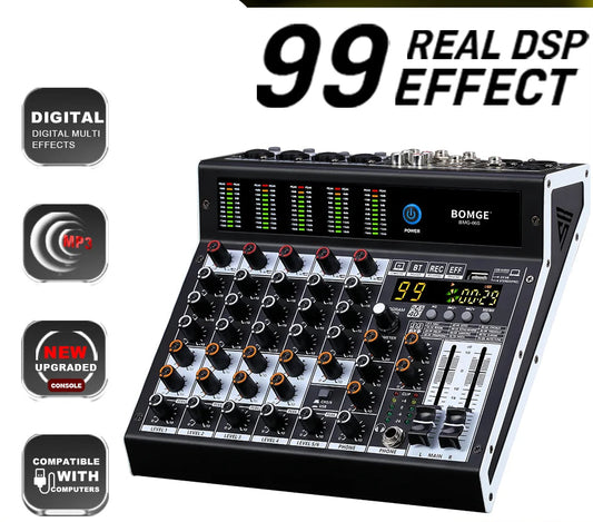 6 Channel Professional Audio Mixer Console with 99 DSP Effects