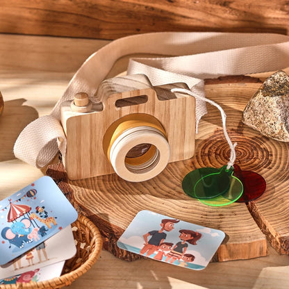 Wooden Camera Puzzle Toy With Cards Montessori Toys For Children Handmade Wooden DIY Presents Baby Room Decoration Outdoor Toy